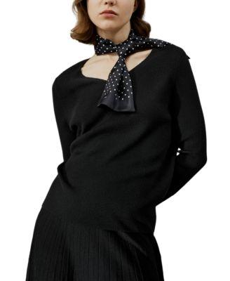 V-Neck Ultra-Fine Merino Wool Sweater by LILYSILK