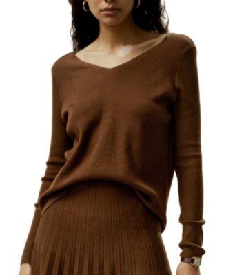V-Neck Ultra-Fine Merino Wool Sweater by LILYSILK