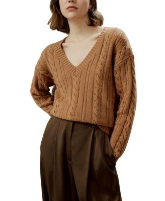 Women'S Cable-Knit Wool-Cashmere Blend Sweater by LILYSILK
