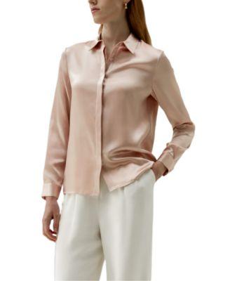 Women's Basic Concealed Placket Silk Shirt by LILYSILK