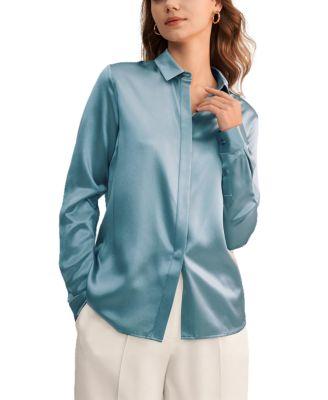 Women's Basic Concealed Placket Silk Shirt by LILYSILK