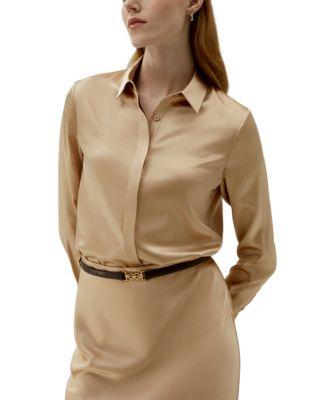 Women's Basic Concealed Placket Silk Shirt by LILYSILK