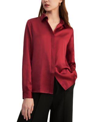 Women's Basic Concealed Placket Silk Shirt by LILYSILK