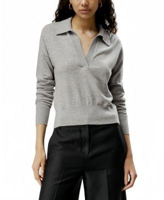 Women's V Neck Cashmere Polo Sweater by LILYSILK