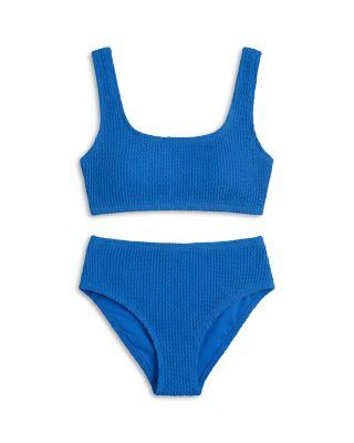 Girls' Crinkle Square Neck Two Piece Swimsuit - Big Kid by LIMEAPPLE