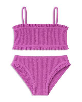Girls' Crinkled Ruffled Bandeau Two Piece Swimsuit - Big Kid by LIMEAPPLE