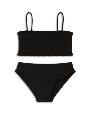 Girls' Crinkled Ruffled Bandeau Two Piece Swimsuit - Big Kid by LIMEAPPLE