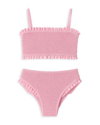 Girls' Crinkled Ruffled Bandeau Two Piece Swimsuit - Big Kid by LIMEAPPLE