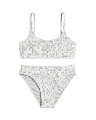 Girls' Smocked Two Piece Swimsuit - Big Kid by LIMEAPPLE