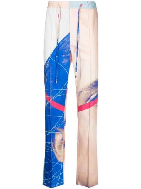 painterly-print straight-leg trousers by LIMITATO
