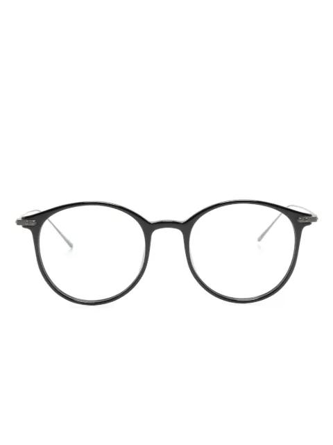 Gray round-frame glasses by LINDA FARROW