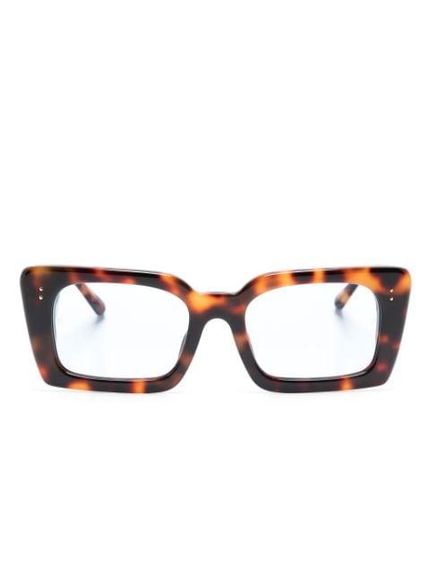 Nieve rectangle-frame tortoiseshell-effect glasses by LINDA FARROW