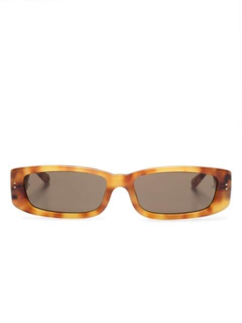 Talita rectangle-frame tortoiseshell-effect sunglasses by LINDA FARROW