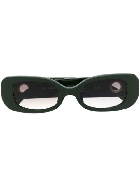 logo-plaque square-frame sunglasses by LINDA FARROW