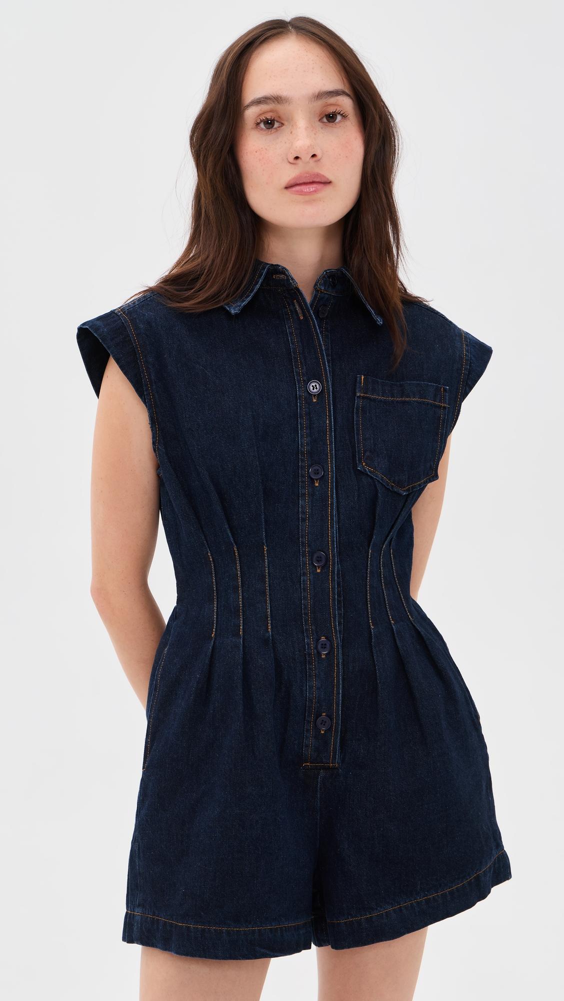 Flavia Denim Romper by LINE & DOT