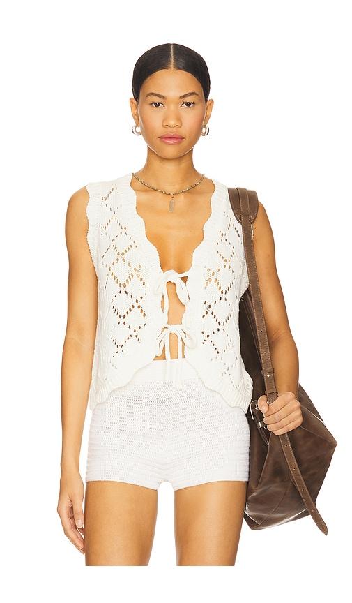 Line & Dot Aleza Tied Sweater Vest in Ivory by LINE&DOT
