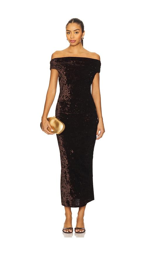 Line & Dot Brylie Velvet Maxi Dress in Chocolate by LINE&DOT