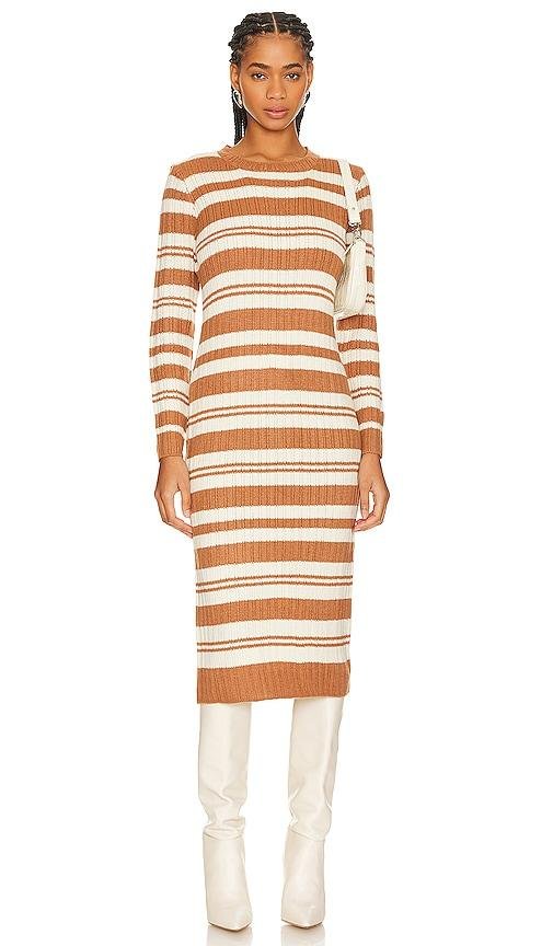 Line & Dot Duo Striped Sweater Dress in Burnt Orange by LINE&DOT