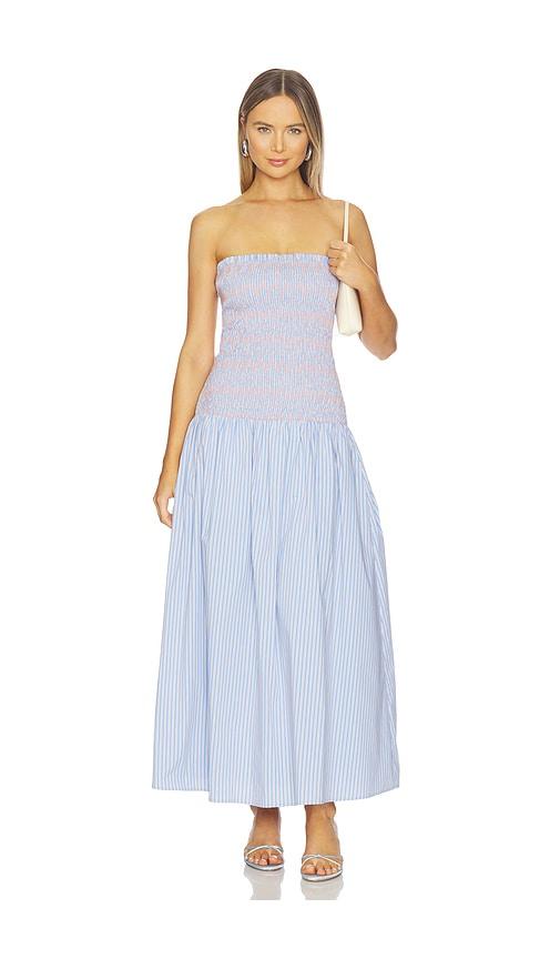 Line & Dot Eleni Smocked Dress in Blue by LINE&DOT