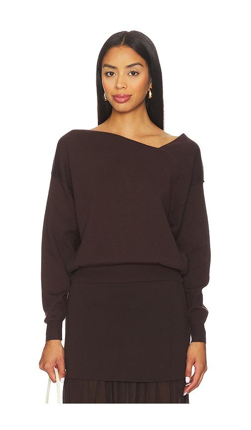 Line & Dot Favorite Off Shoulder Sweater in Brown by LINE&DOT
