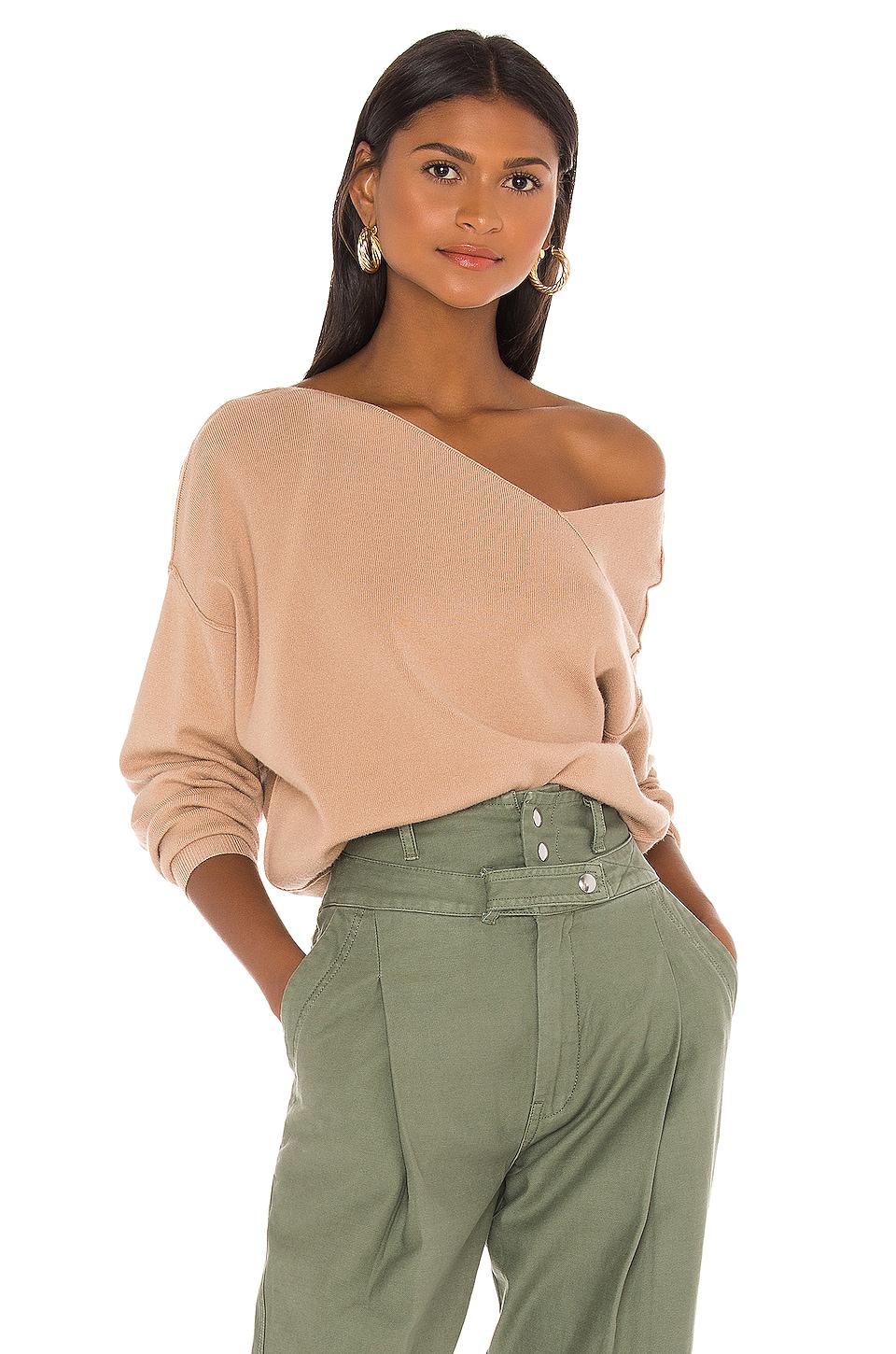 Line & Dot Favorite Off Shoulder Sweater in Tan by LINE&DOT