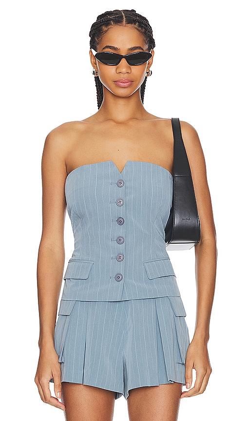 Line & Dot Margo Top in Denim-Medium by LINE&DOT