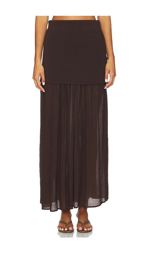 Line & Dot Rhone Mix-media Skirt in Brown by LINE&DOT