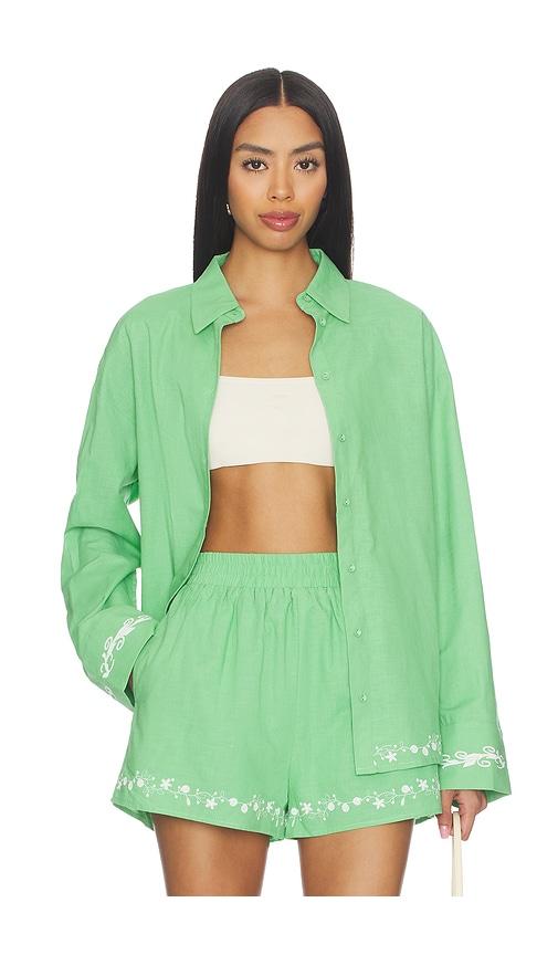 Line & Dot Tippi Embroidered Shirt in Green by LINE&DOT
