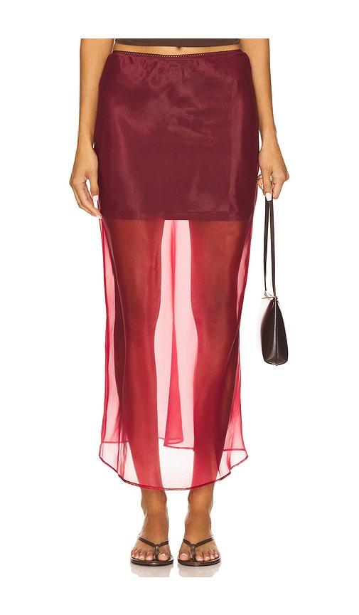 Line & Dot x REVOLVE Denman Midi Skirt in Burgundy by LINE&DOT