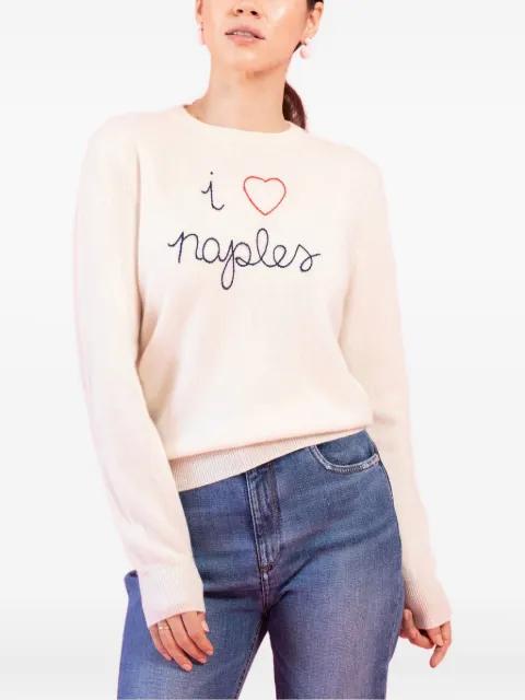 I Love Naples embroidered crew-neck sweater by LINGUA FRANCA
