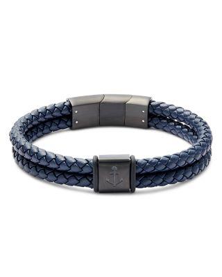 Anchor Braided Leather Bracelet by LINK UP