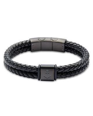 Anchor Braided Leather Bracelet by LINK UP