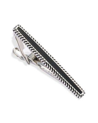 Black Obsidian Framed Short Tie Bar by LINK UP