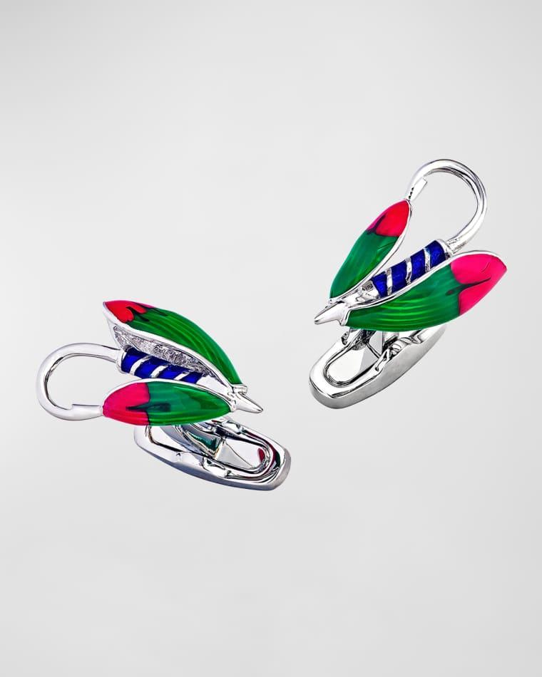 Men's Colorful Feather Fly Fishing Cufflinks by LINK UP