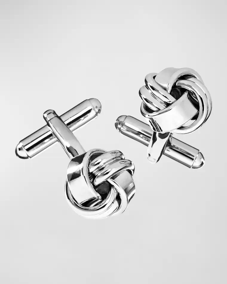 Men's Silvertone Knot Cufflinks by LINK UP