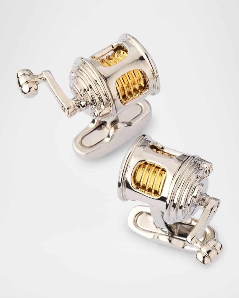 Men's Two-Tone Fishing Reel Cufflinks by LINK UP