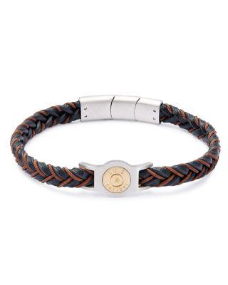 Two Tone Braided Rope & Leather Bracelet by LINK UP