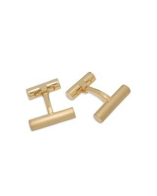 Two Tone Rhodium Plated Bar Cufflinks by LINK UP