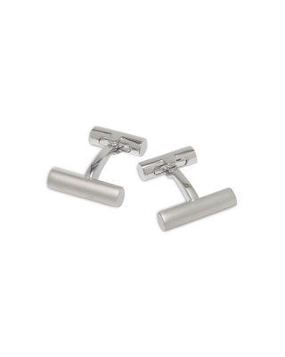 Two Tone Rhodium Plated Bar Cufflinks by LINK UP