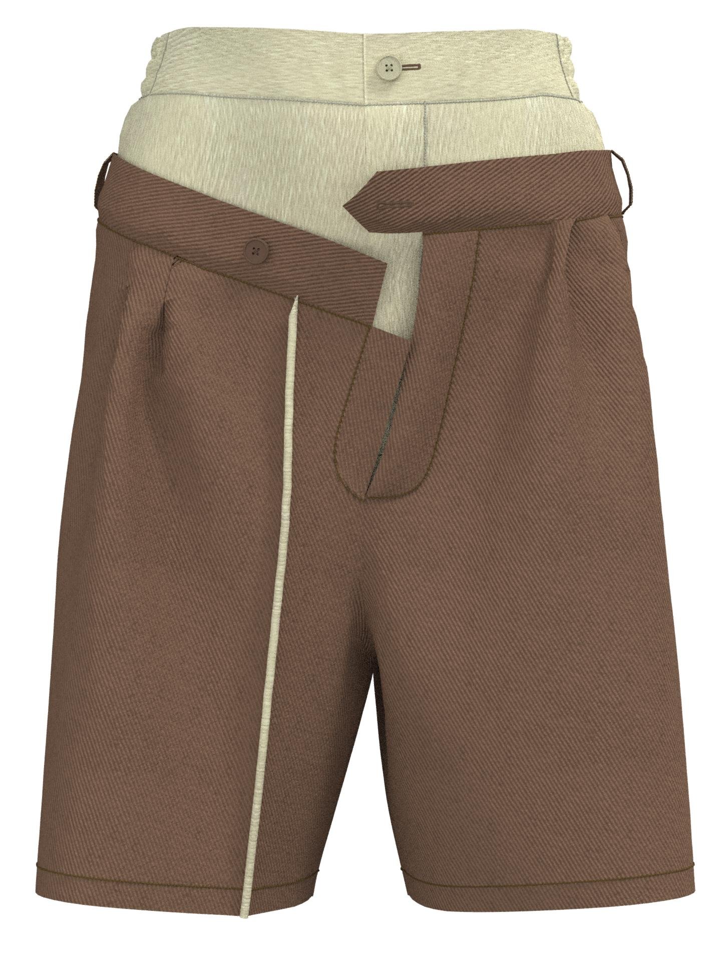 Double waist construction shorts by LINYI LI