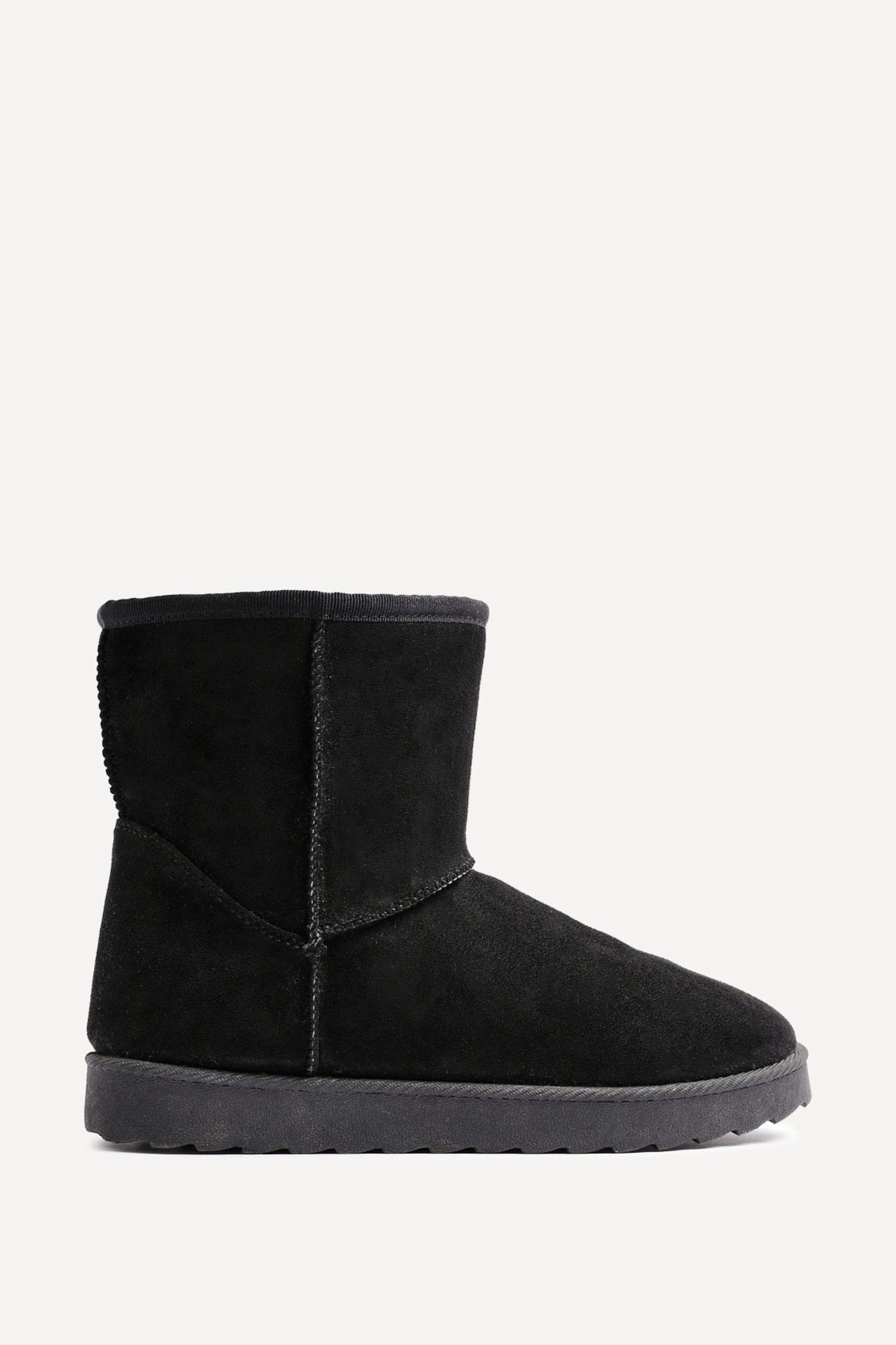 Addy Black Faux Suede Faux Fur Lined Ankle Boot by LINZI