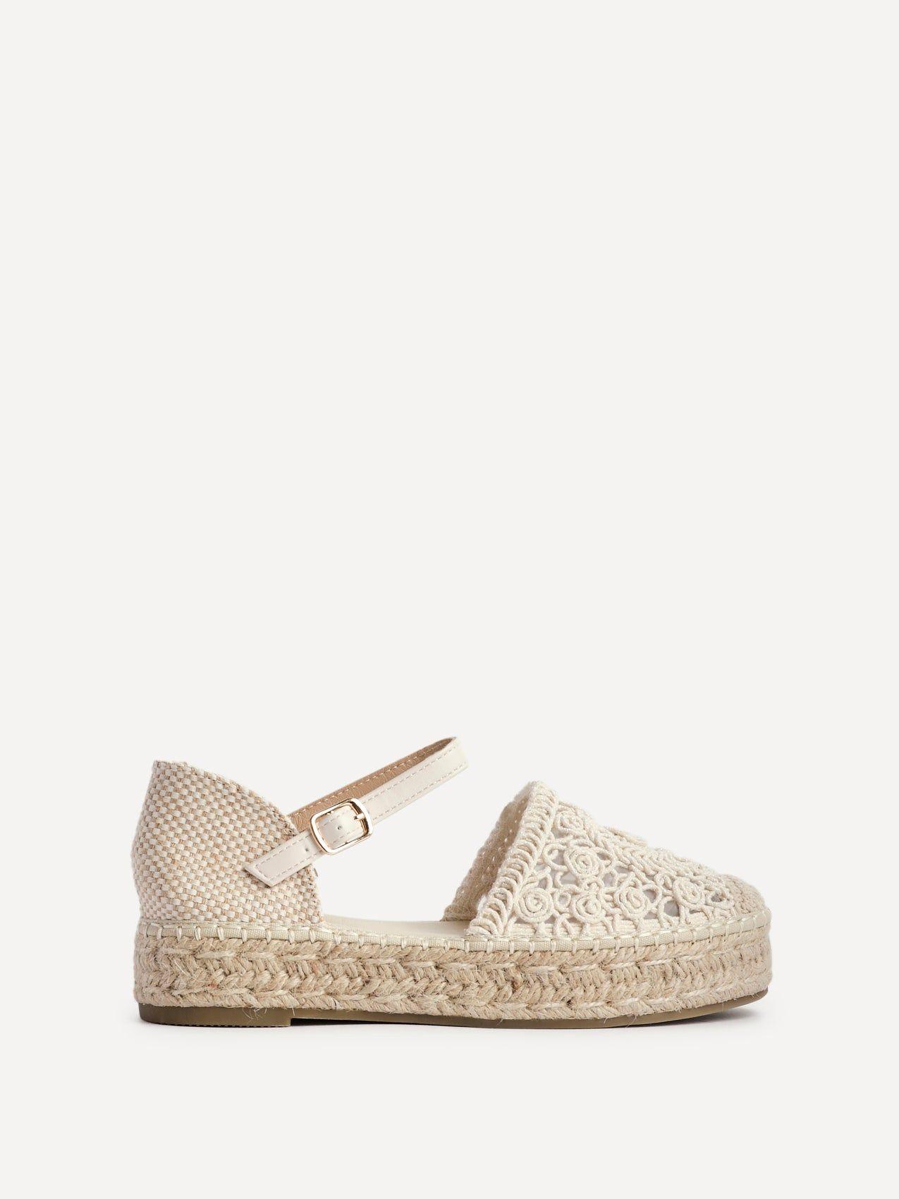 Adelina Beige Woven Espadrille Sandals by LINZI