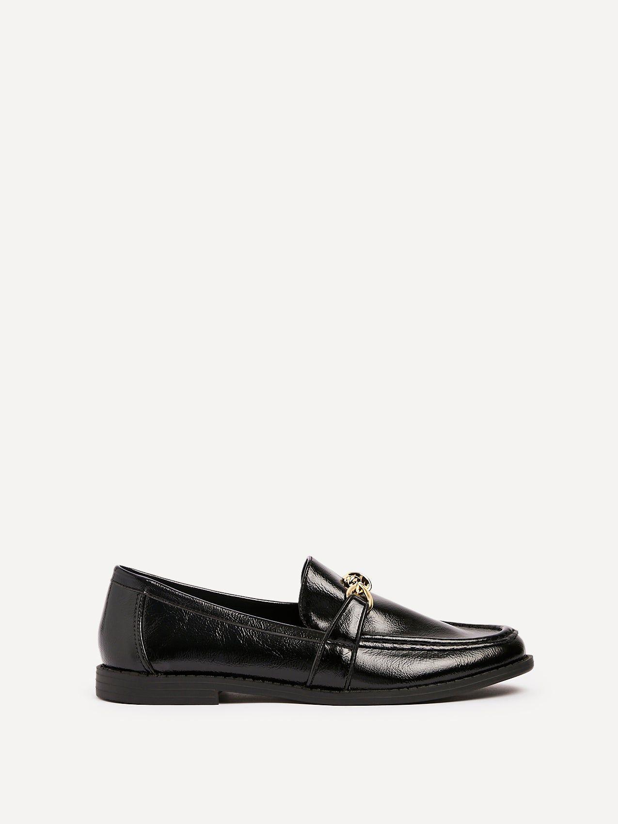 Affluent Black Faux Leather Slip On Loafer by LINZI