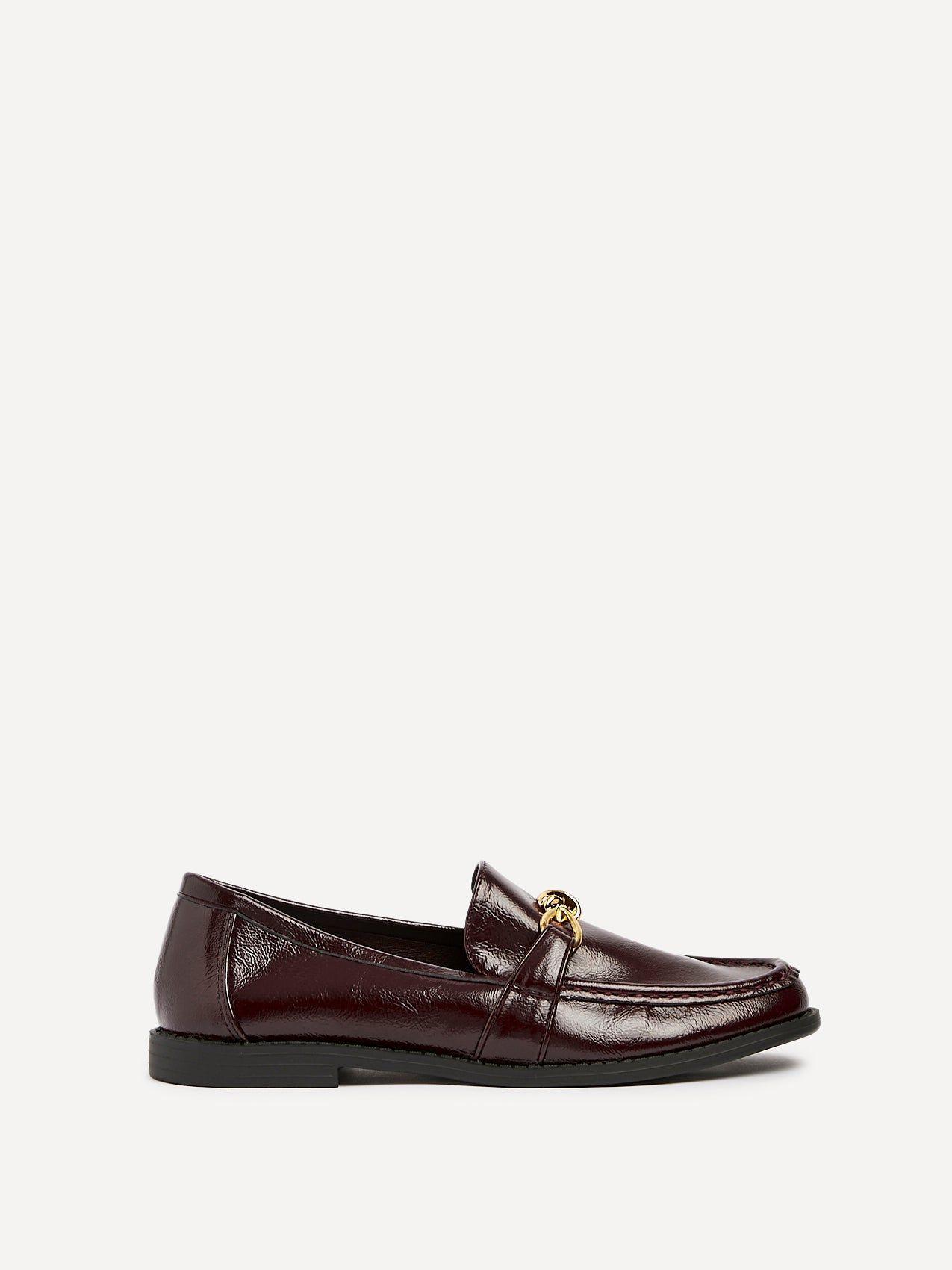 Affluent Burgundy Faux Leather Loafers by LINZI