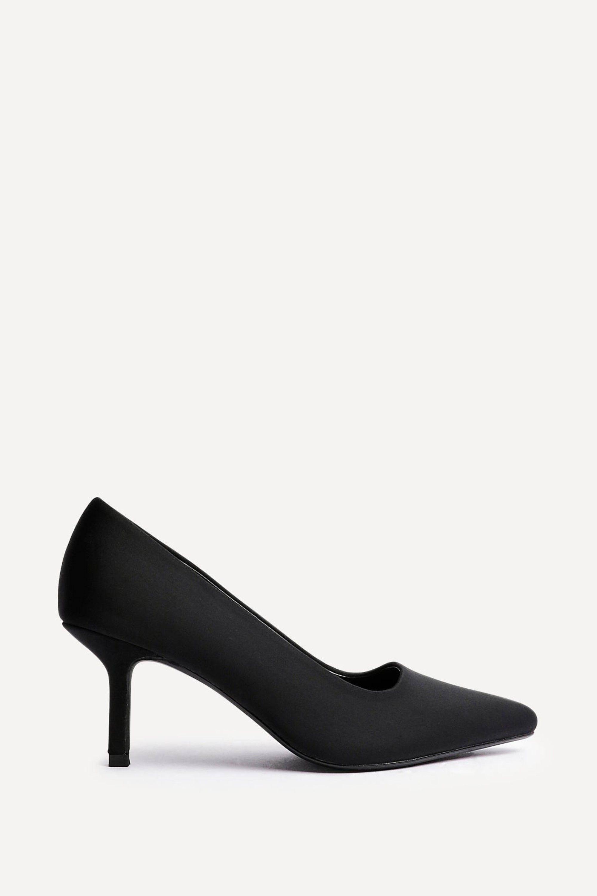 Aim Wide Fit Black Scuba Classic Court Heel by LINZI