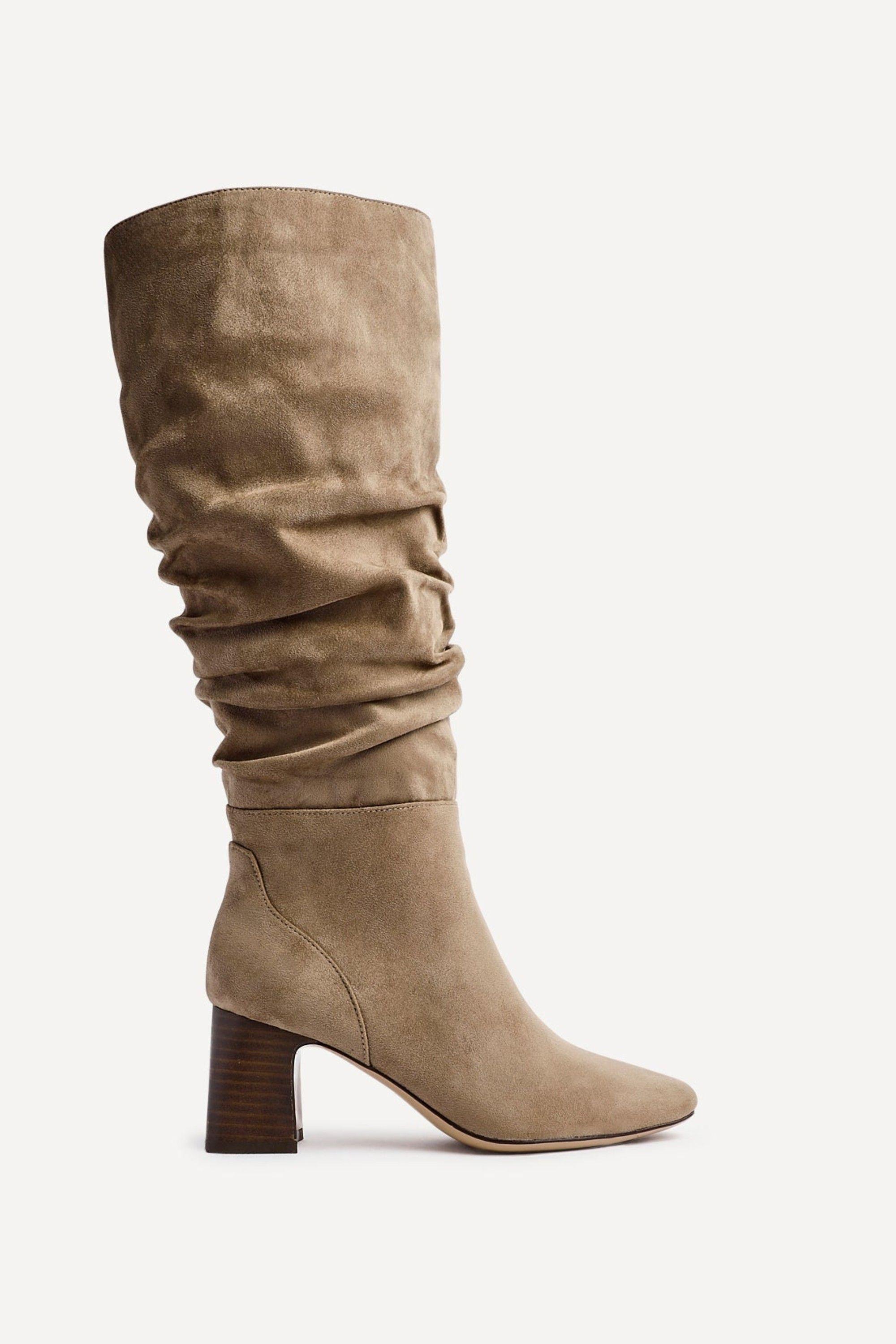 Alpine Mocha Faux Suede Ruched Long Boot by LINZI Alpine Mocha Faux Suede Ruched Long Boot by LINZI