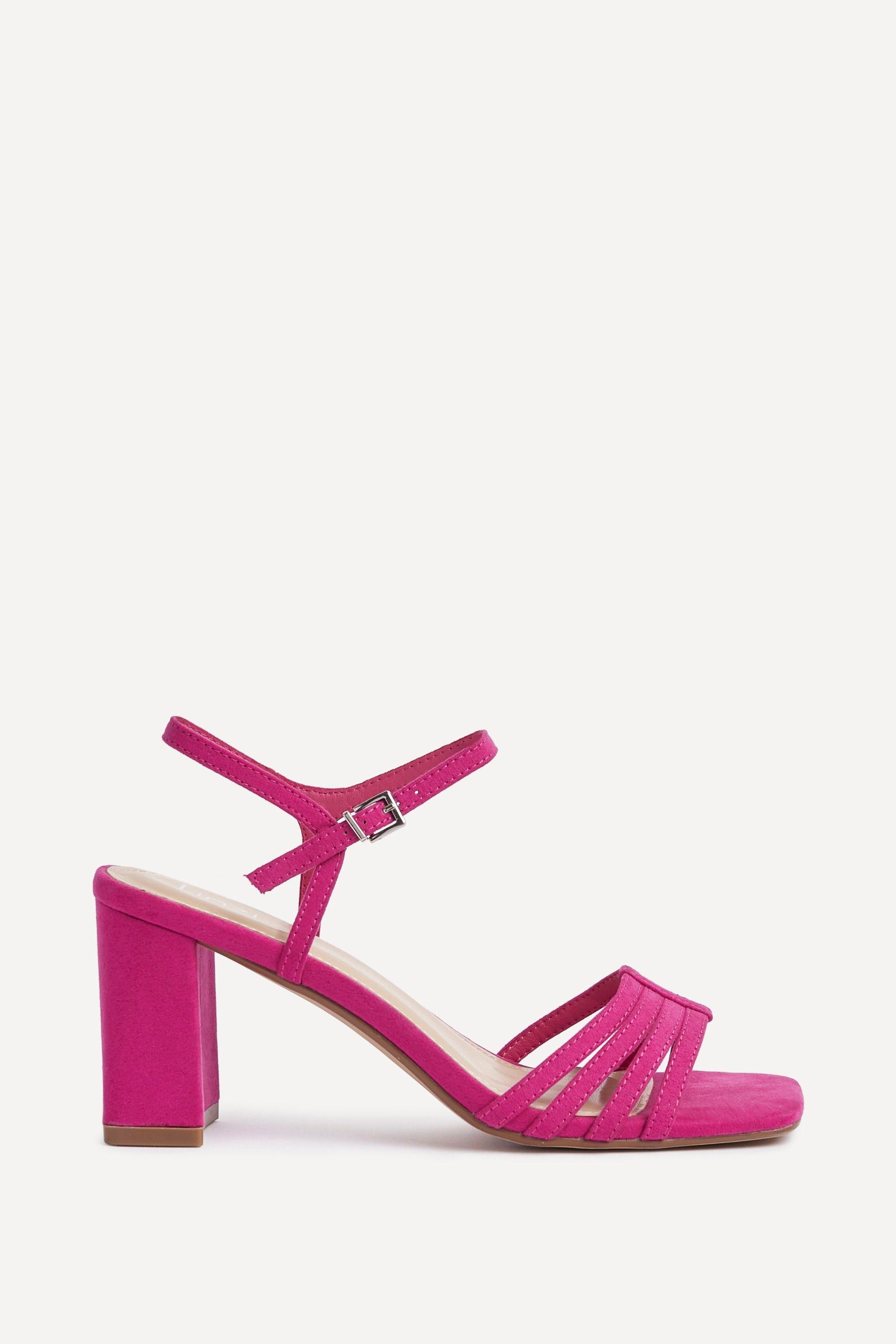 Annie Fuchsia Faux Suede Strappy Block Heel by LINZI