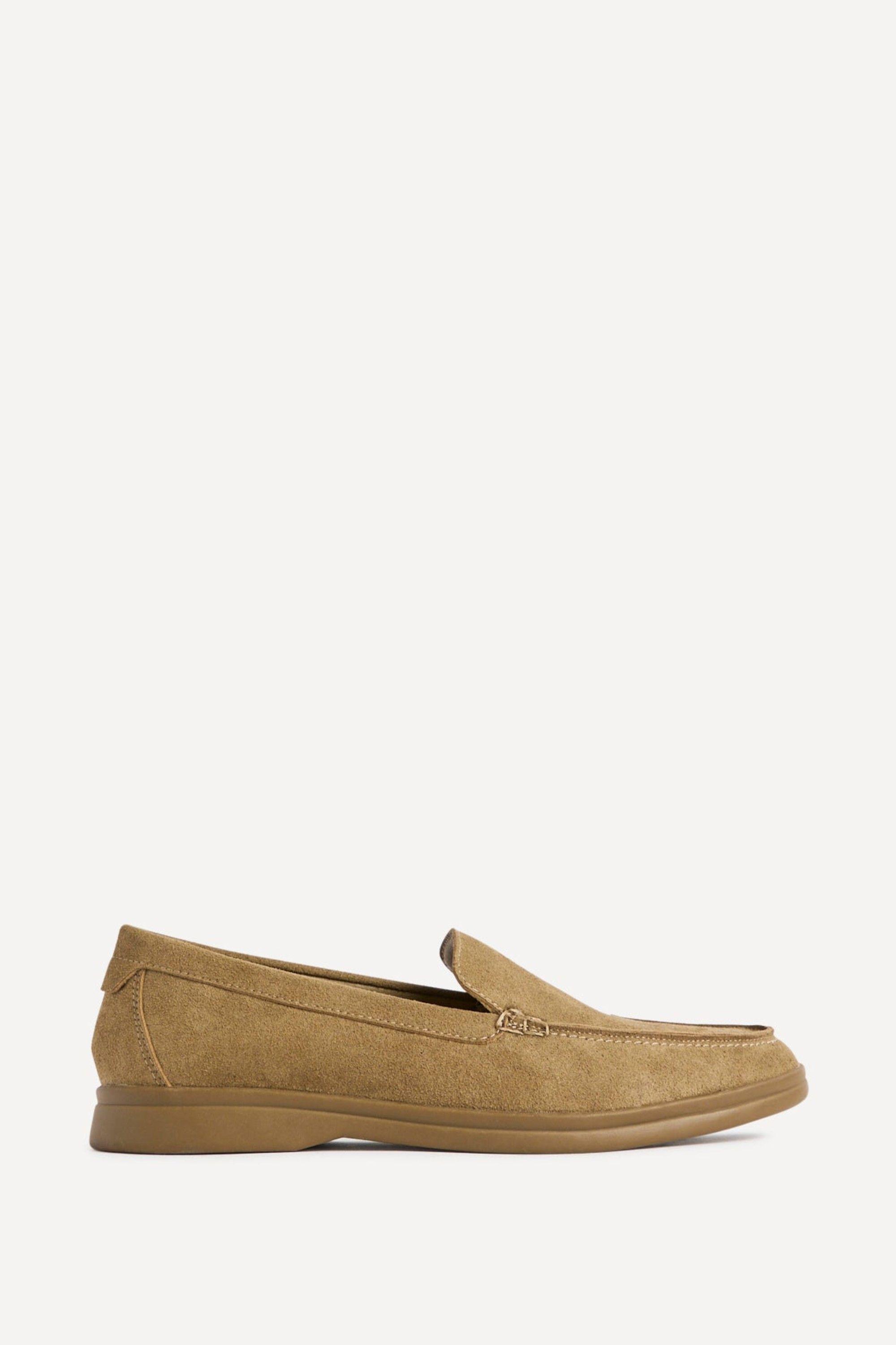 Apparel Beige Suede Leather Loafers by LINZI