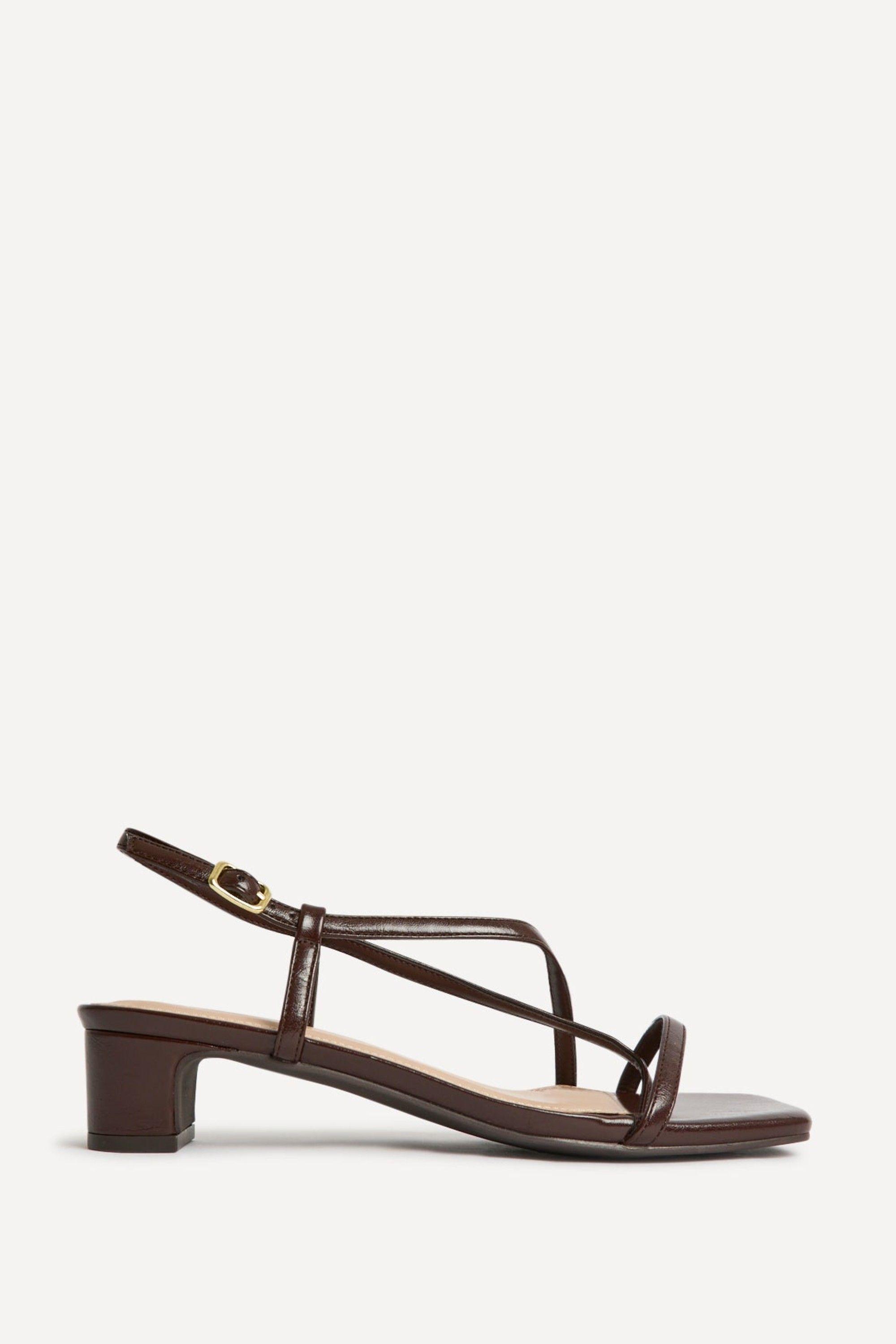 Arden Brown Faux Leather Block Heeled Sandals by LINZI