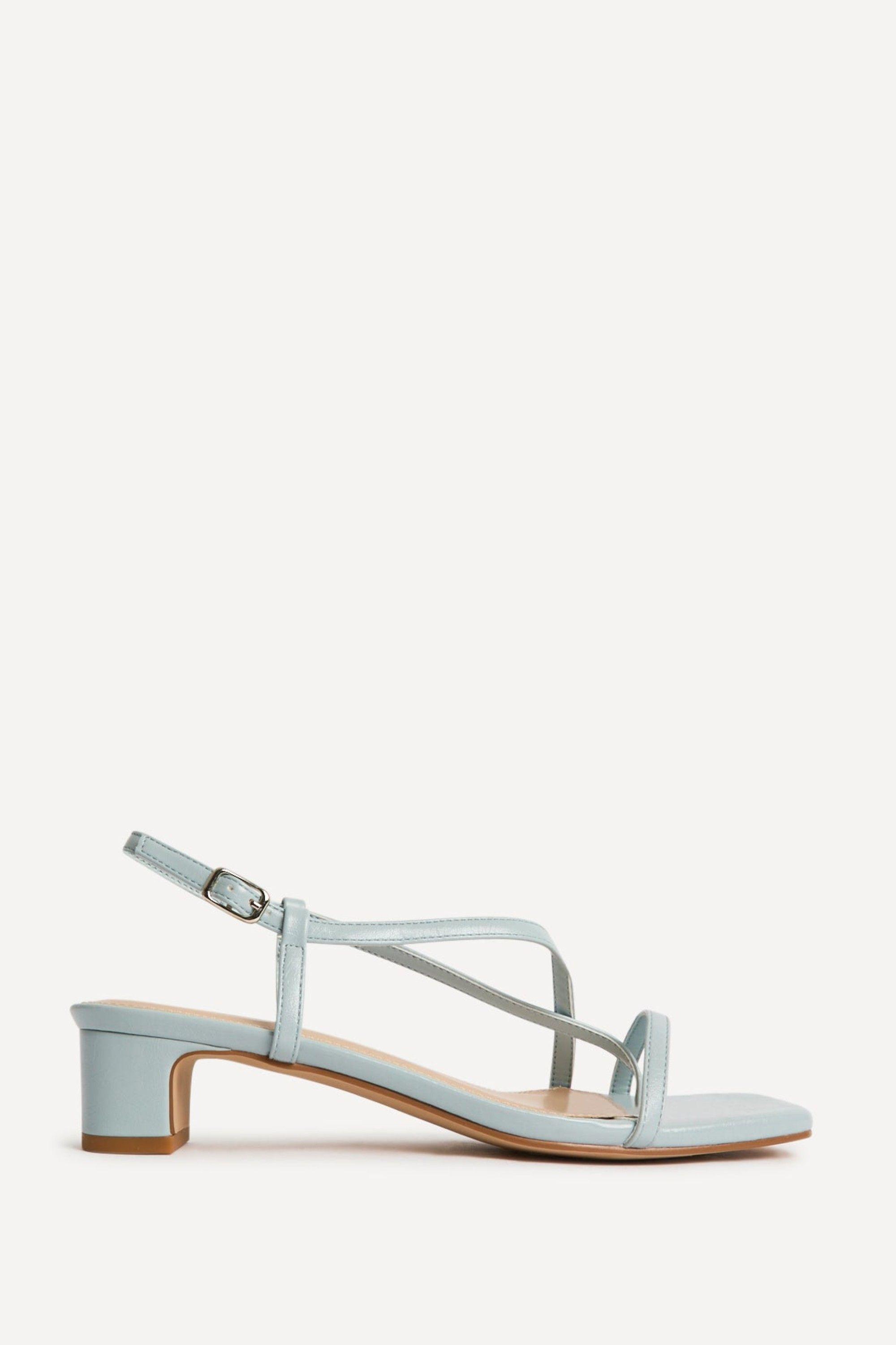 Arden Pale Blue Faux Leather Block Heeled Sandals by LINZI